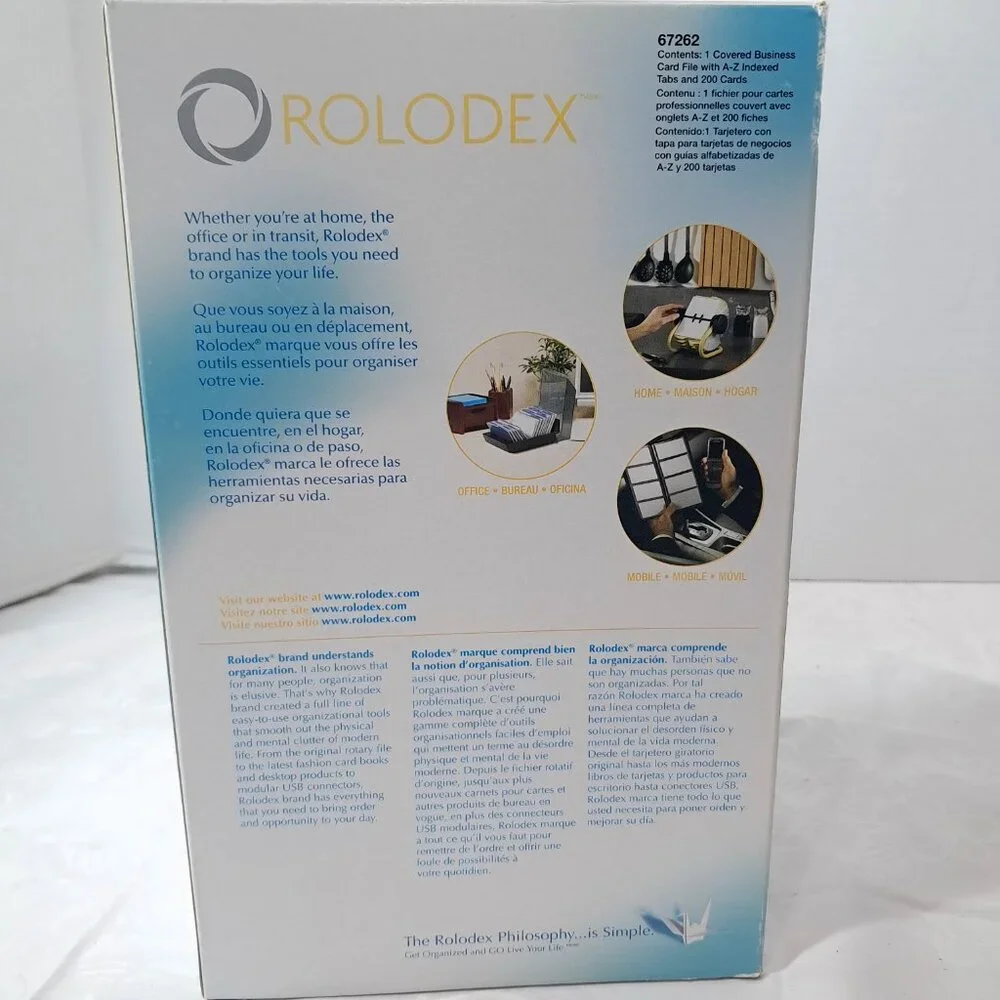 NEW Rolodex 67262 Covered business Card‎ File black storage case lid & 200 cards